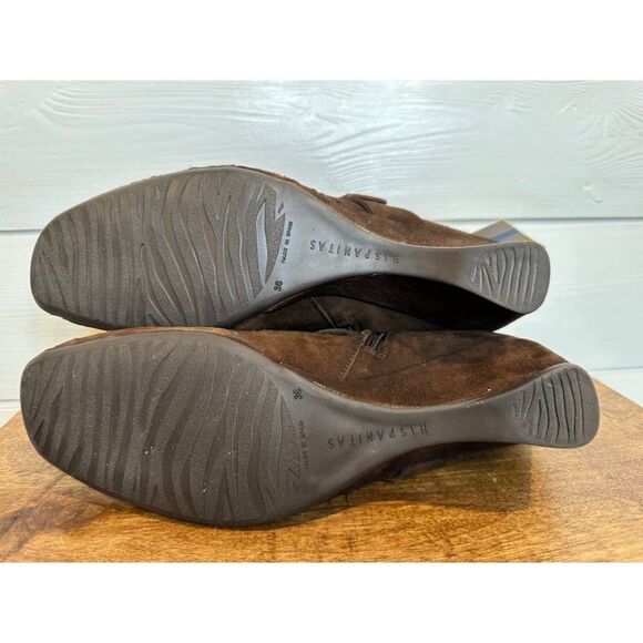 Hispanitas Brown Leather Suede Pointy Ankle Booties NWT Size 38 (7.5) - Picture 5 of 11
